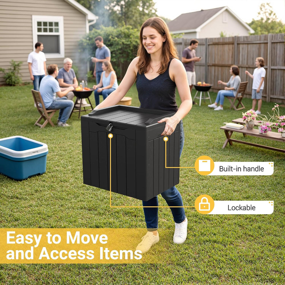 Greesum Outdoor Storage Box 31 Gallon Storage Box with Lid for Patio Furnitur...