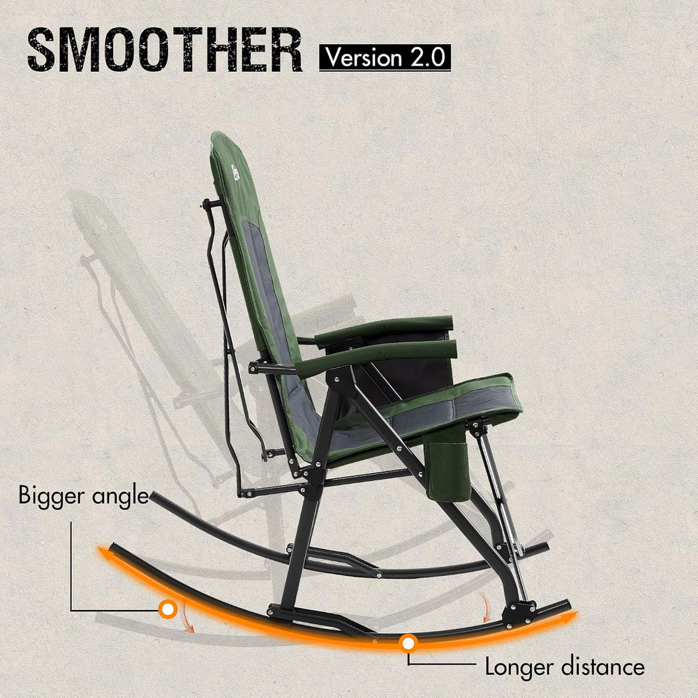 Portal Oversized Folding Rocking Camping Chair High Back Outdoor Rocker Porta...