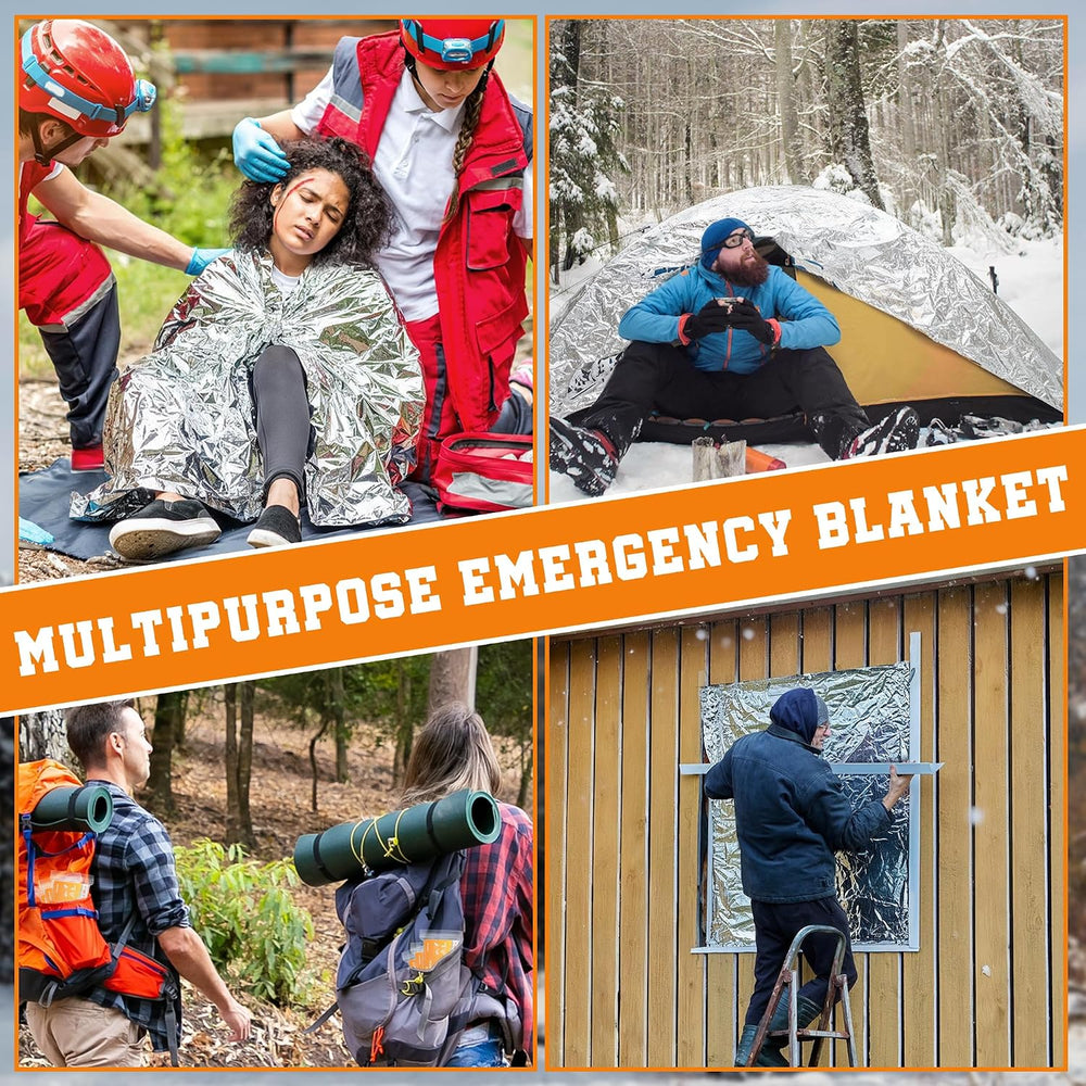 24 Pack Emergency Blankets - Mylar Thermal Space Blankets for Survival and Pr...