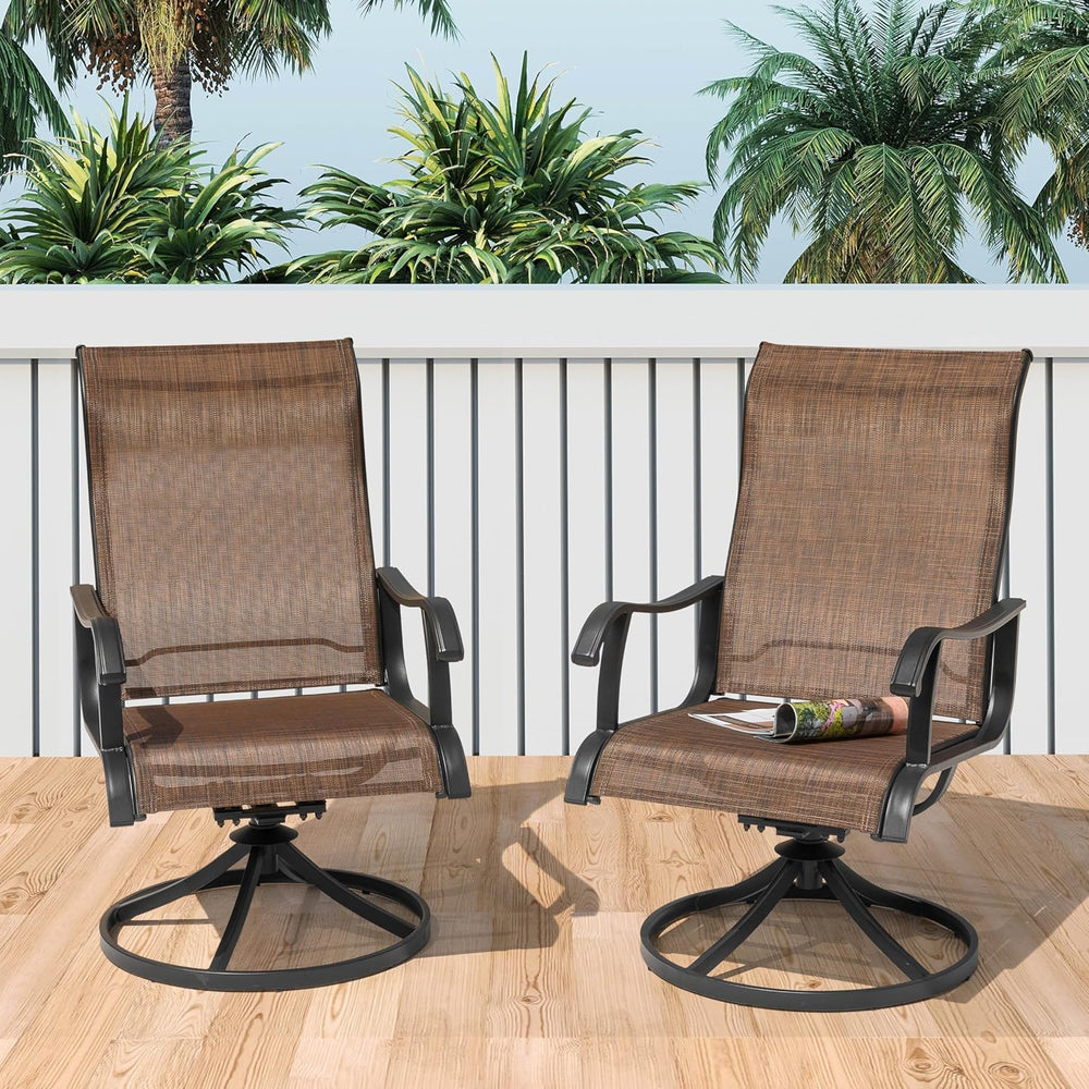 NUU GARDEN Patio Swivel Chair Set of 2, Outdoor Swivel Rocker Dining Chairs w...