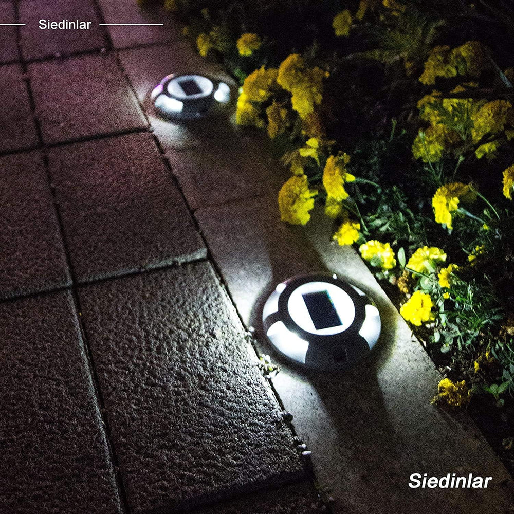 SIEDiNLAR Solar Deck Lights Outdoor LED Driveway Dock Lights, 4 Pack, White