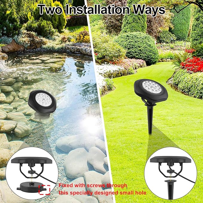 Solar Pond Lights, 18 LED Super Bright RGB LED Underwater Spotlights Color Ch...