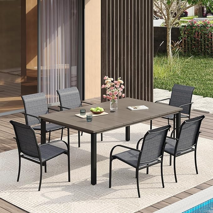 VICLLAX Patio Dining Set for 6, Outdoor Furniture Set Includes 63" Recta...