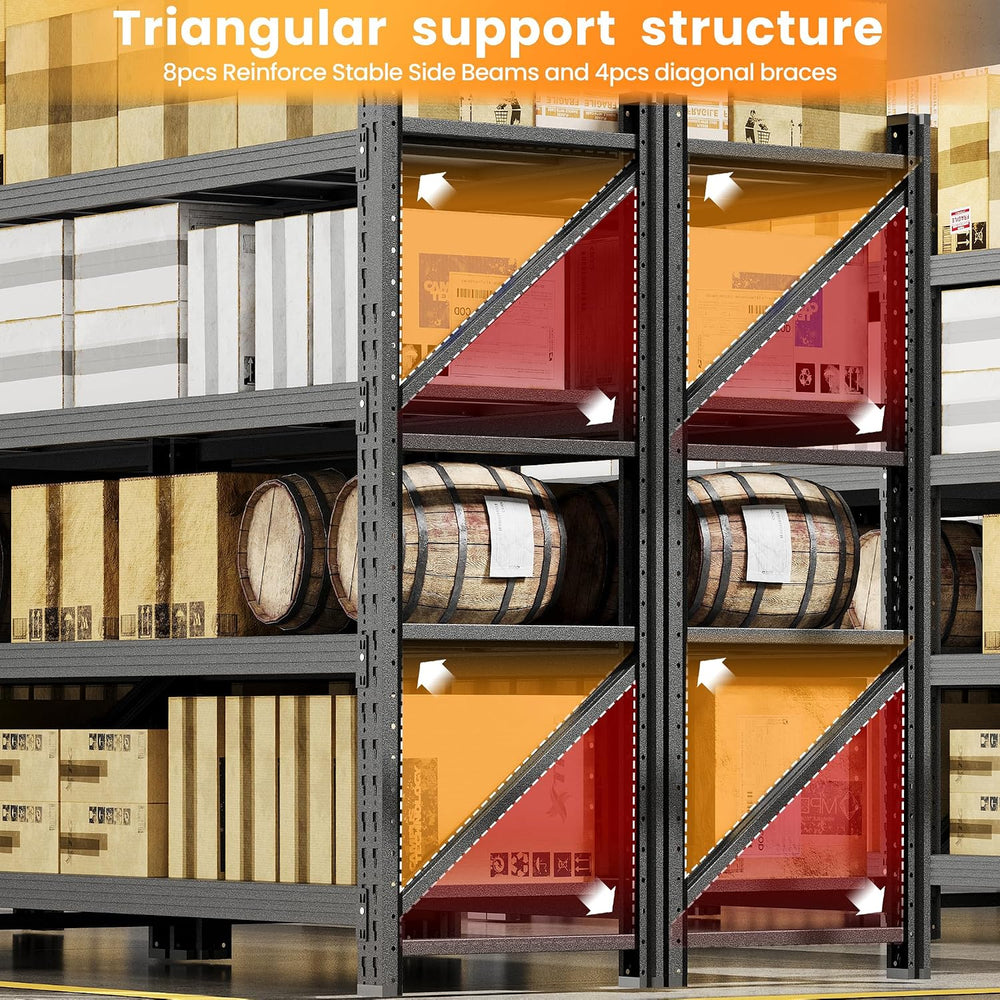 40” Wide Heavy Duty Metal Garage Shelving, Adjustable Storage Shelf