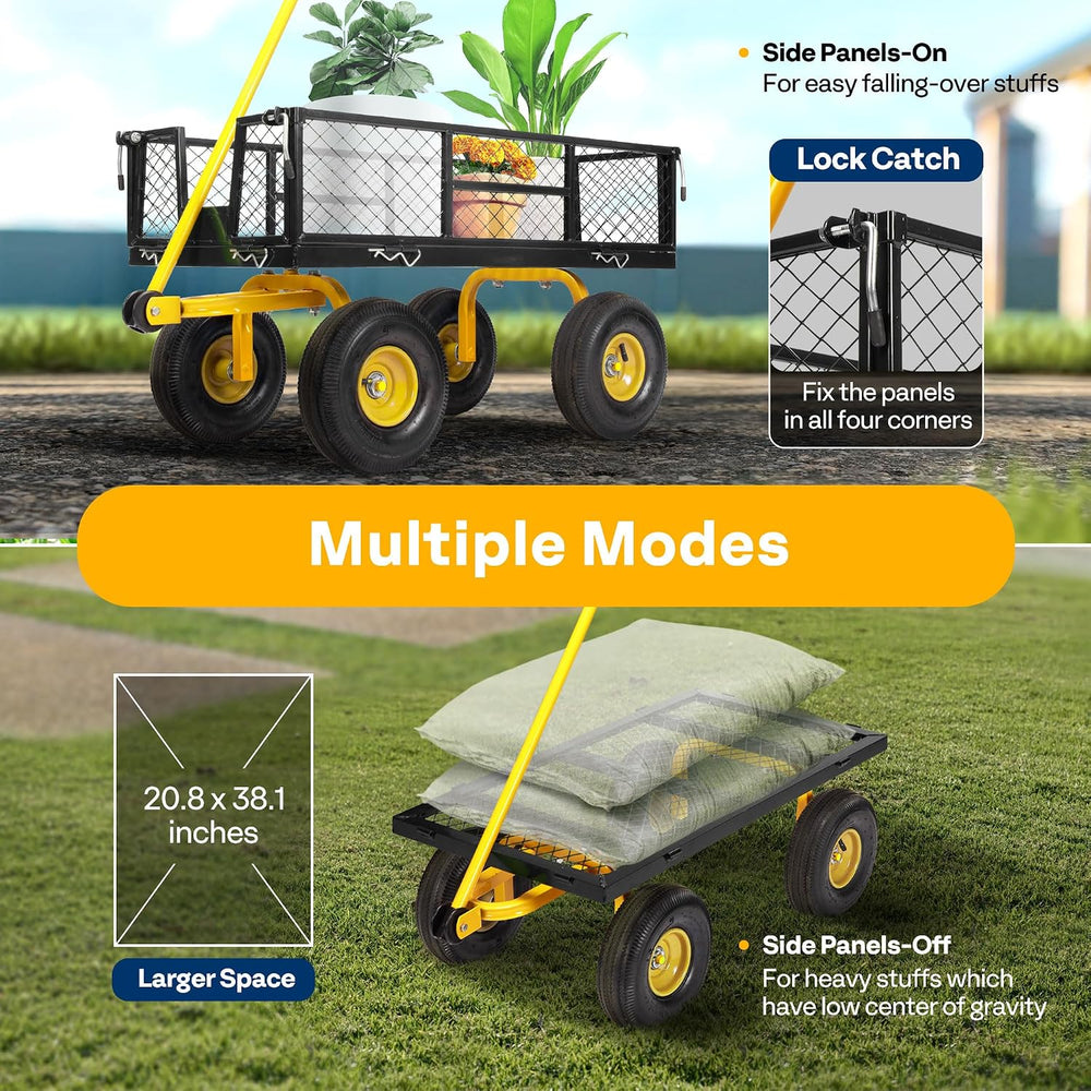 VIVOHOME Heavy Duty 880 Lbs 4.5 Cu Ft Mesh Steel Garden Cart Utility Wagon