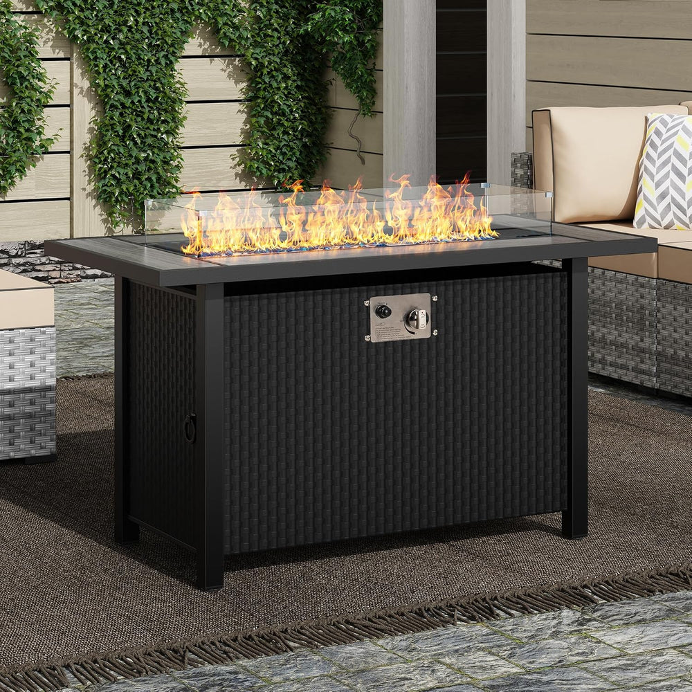 45″ Outdoor Propane Fire Pit Table – 50000 BTU Rectangular Patio Fire Table w...