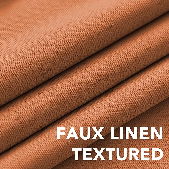 H.VERSAILTEX Linen Blackout Curtains Durable Thick Textured Linen Look 100% B...