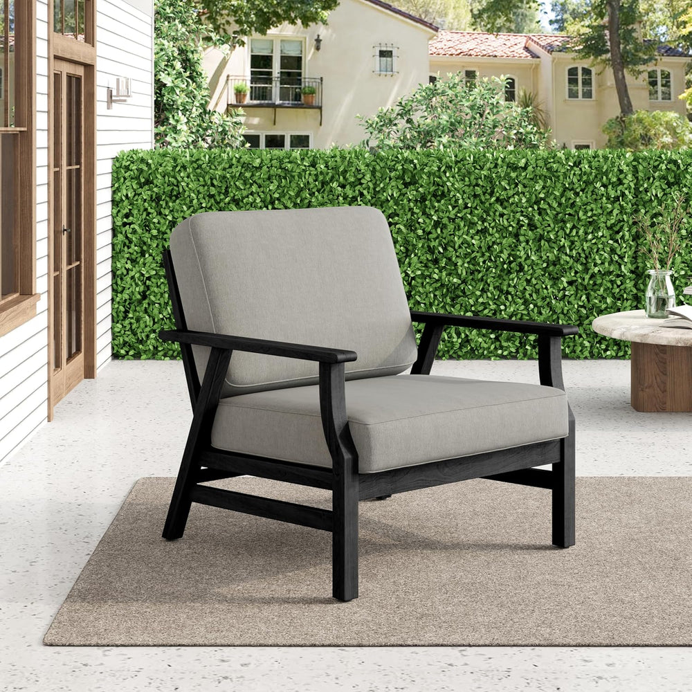 3 Piece Wood Patio Chair Outdoor Bistro Set, Outdoor Armchair All Weather Pat...