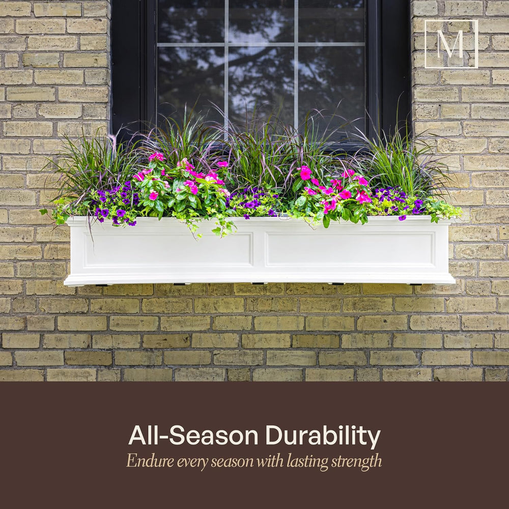 Mayne Fairview 36in Self-Watering Rectangular Window Box Planter, Black