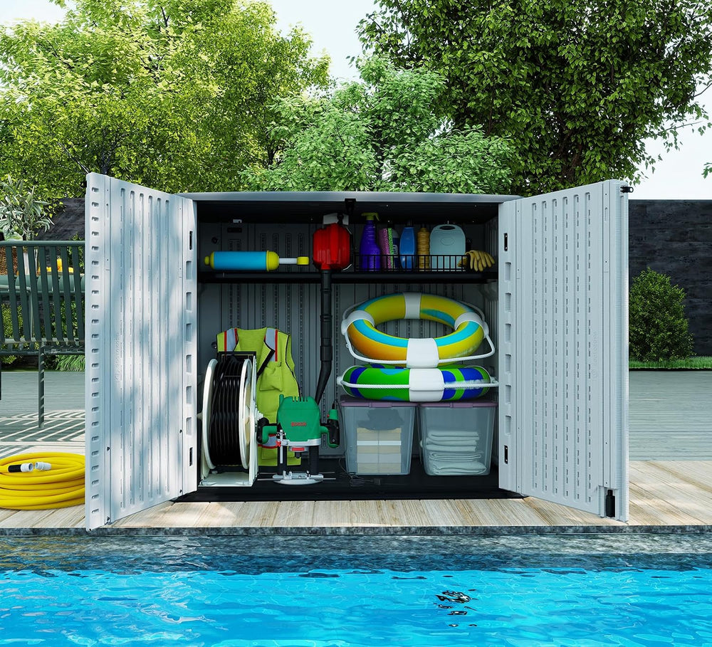HOMSPARK Storage Shed Weather Resistance, Multi-Purpose Outdoor Storage Cabin...