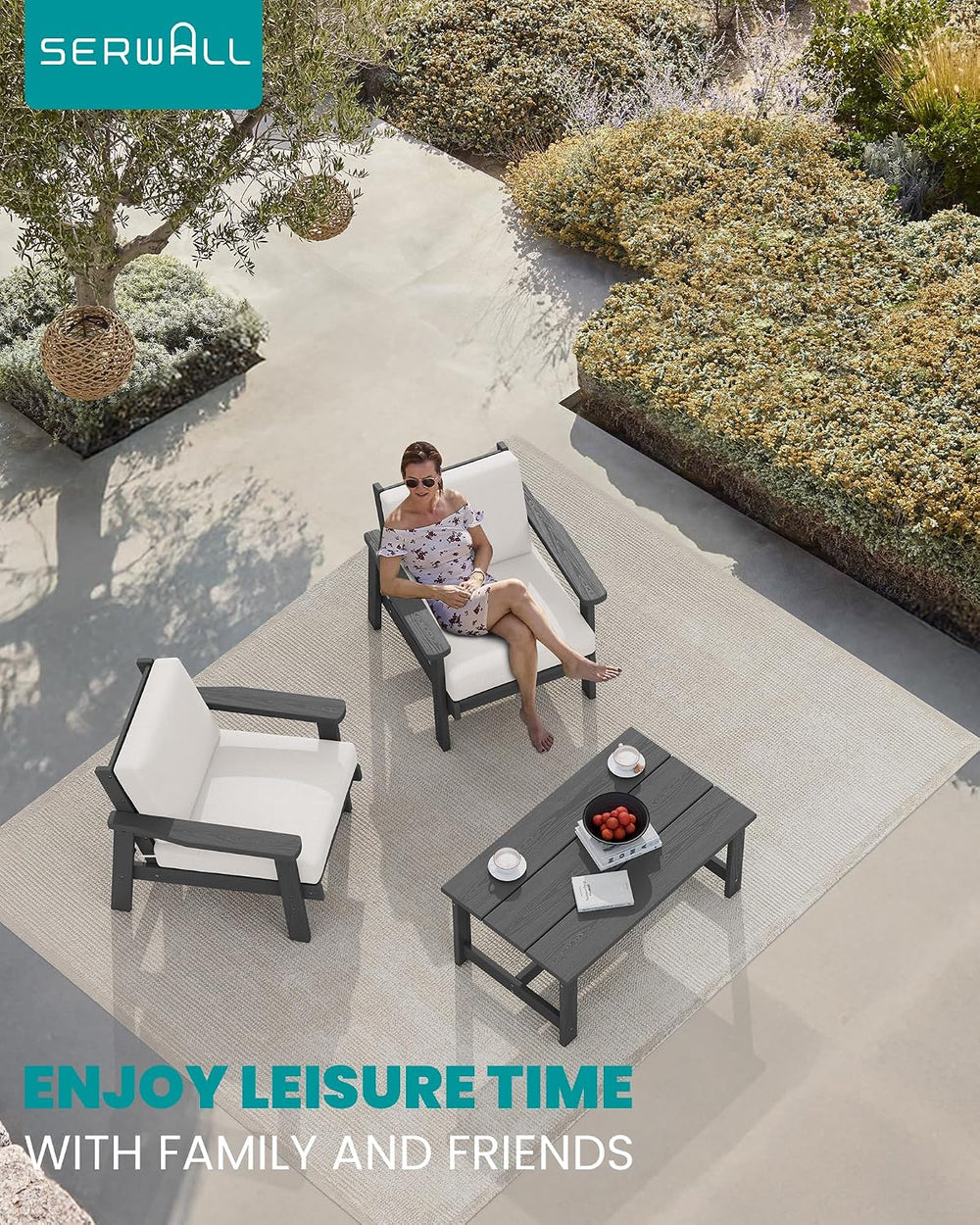 SERWALL HDPE Outdoor Sofa Set of 2