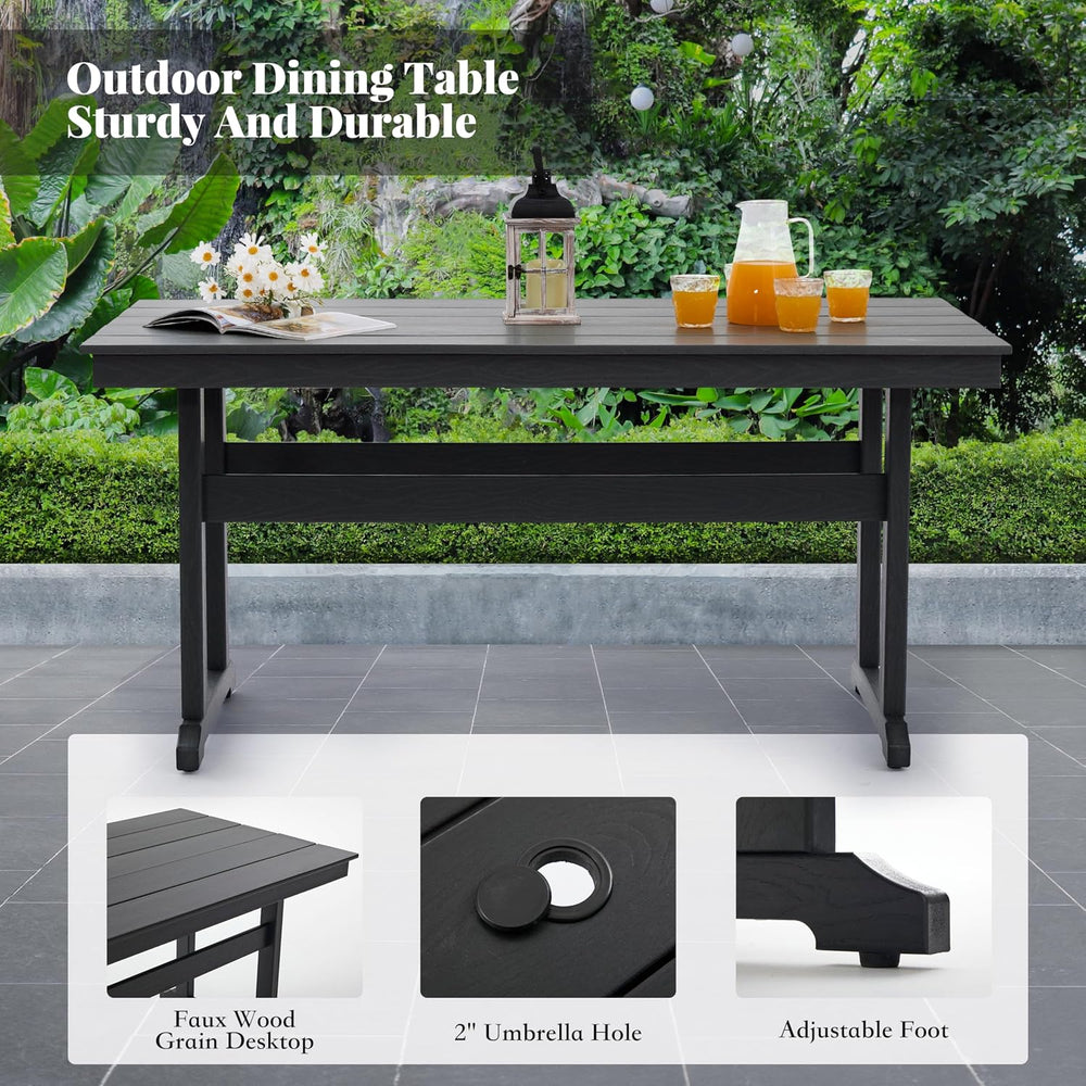HDPE Outdoor Dining Set,10-Piece Outdoor Table and Chairs Include 8 Dining Ch...