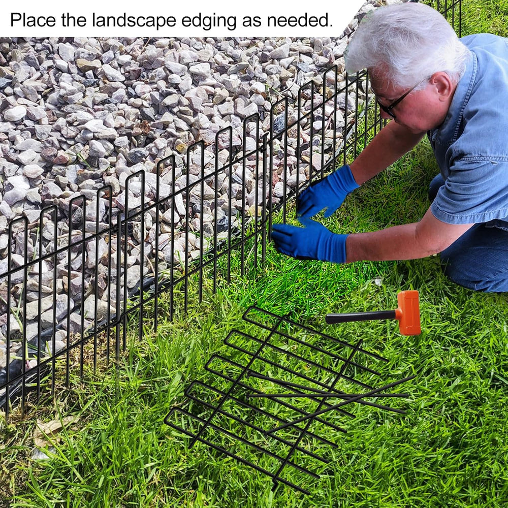 10 Panels No Dig Animal Barrier Fence, 13in(H) x 14ft(L) Garden Edging Border...
