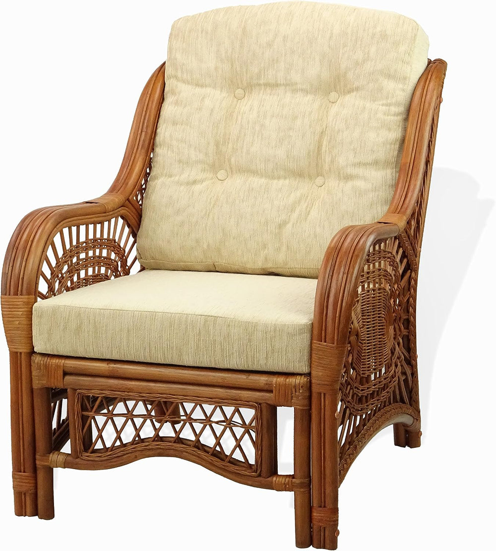 Malibu Lounge Living Accent Armchair Natural Rattan Wicker Handmade Design, C...