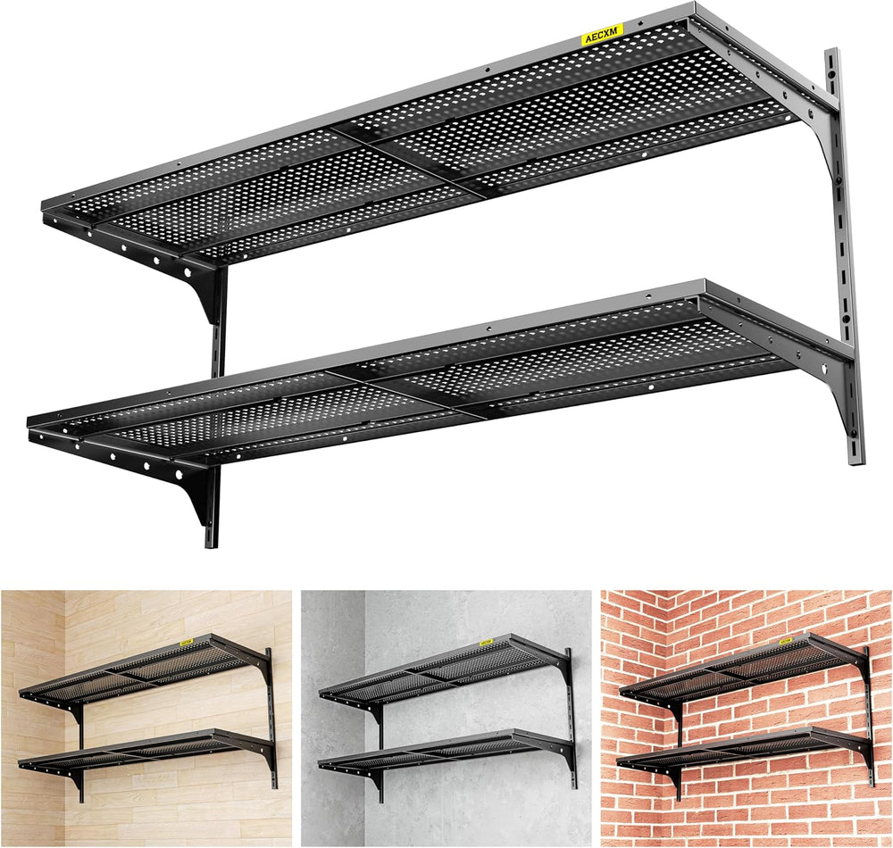1pack×2 Tier 1.3x4ft Garage Shelving Wall Mounted, 260lbs Load Capacity,15.6x...