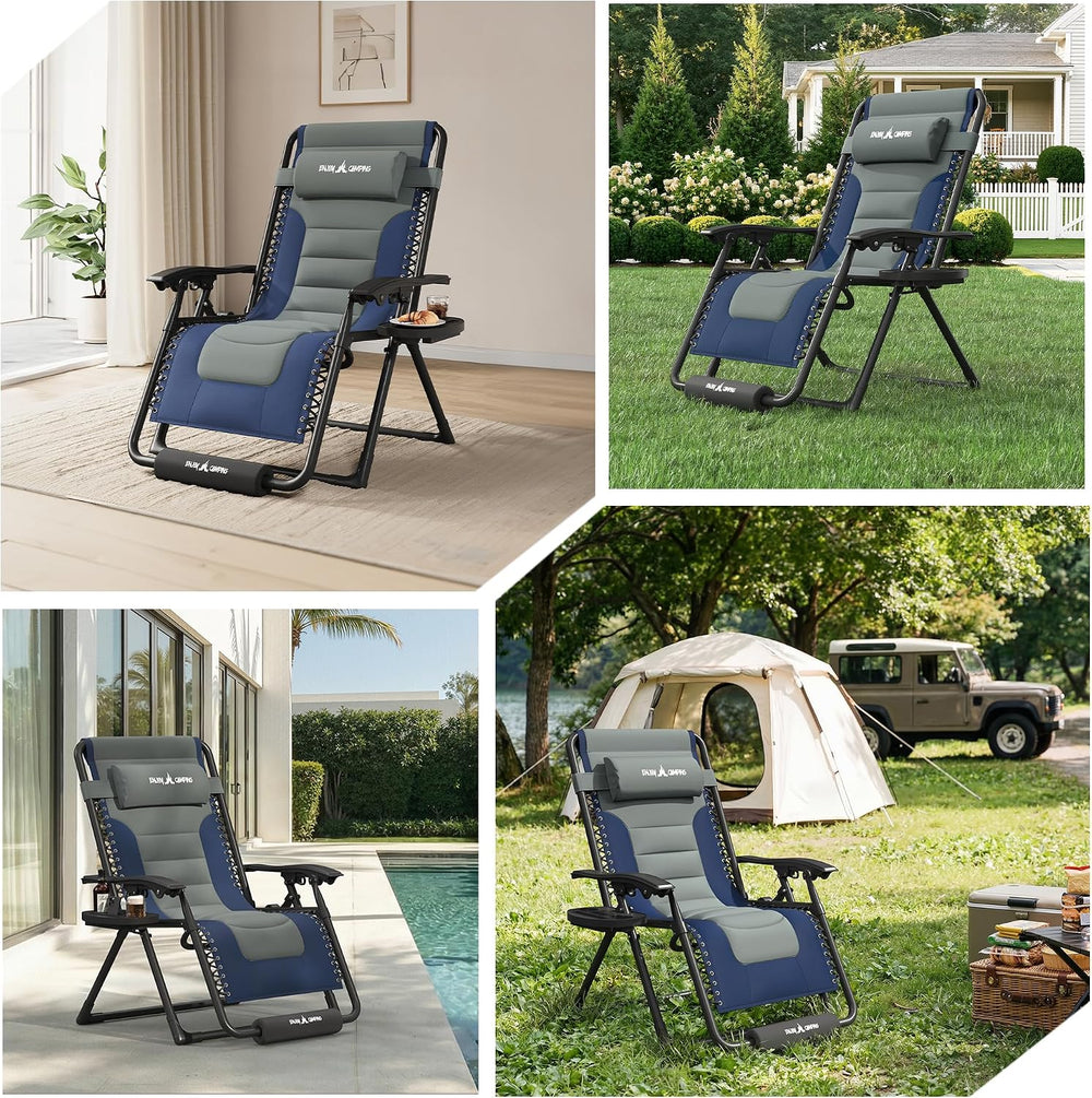 Amopatio XL Padded Zero Gravity Chairs Foldable Zero Gravity Lounge Chair Out...