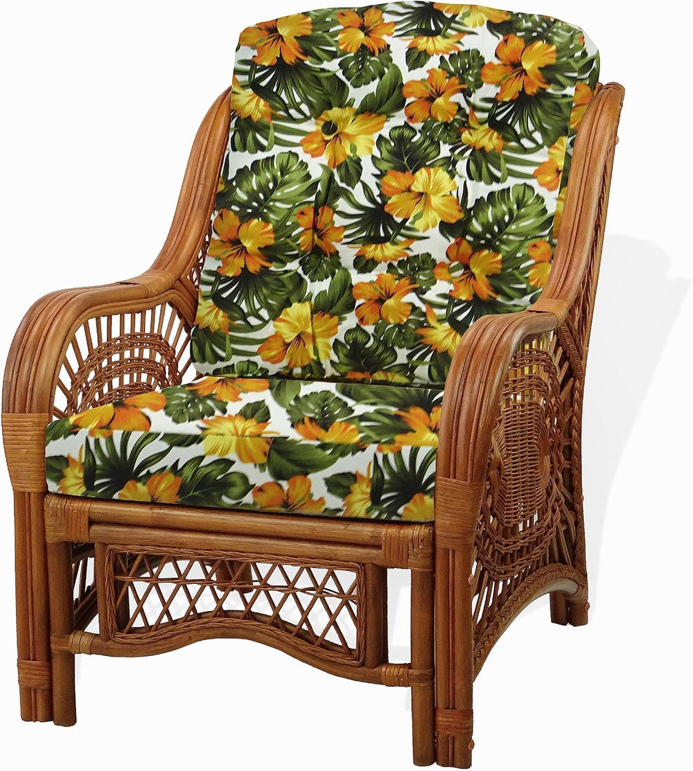 Malibu Lounge Living Accent Armchair Natural Rattan Wicker Handmade Design, C...
