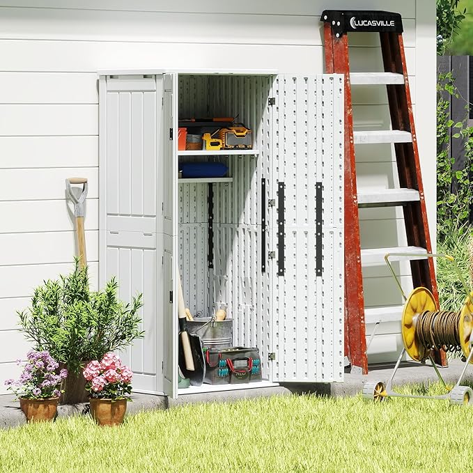 EHHLY Heavy Duty Tall Storage Cabinet Outdoor Weatherproof, 28 Cuft Garage St...