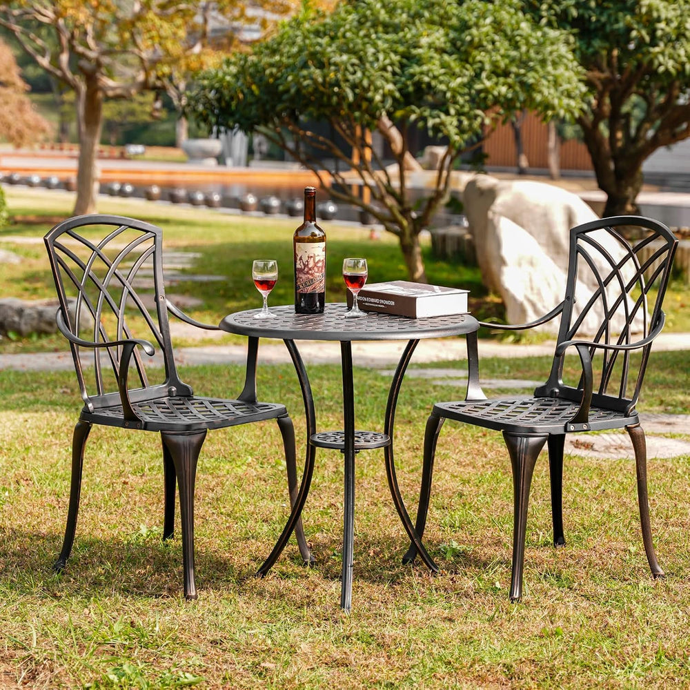 3 Piece Patio Bistro Set Outdoor Bistro Table Set Anti Rust Bistro Table and ...