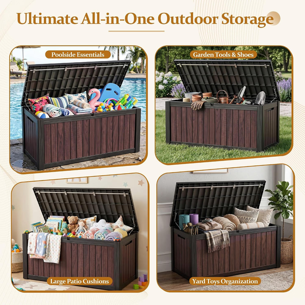 Outdoor Storage Deck Box (290 Gal Gen2) UV-Resistant w/ Gas Struts