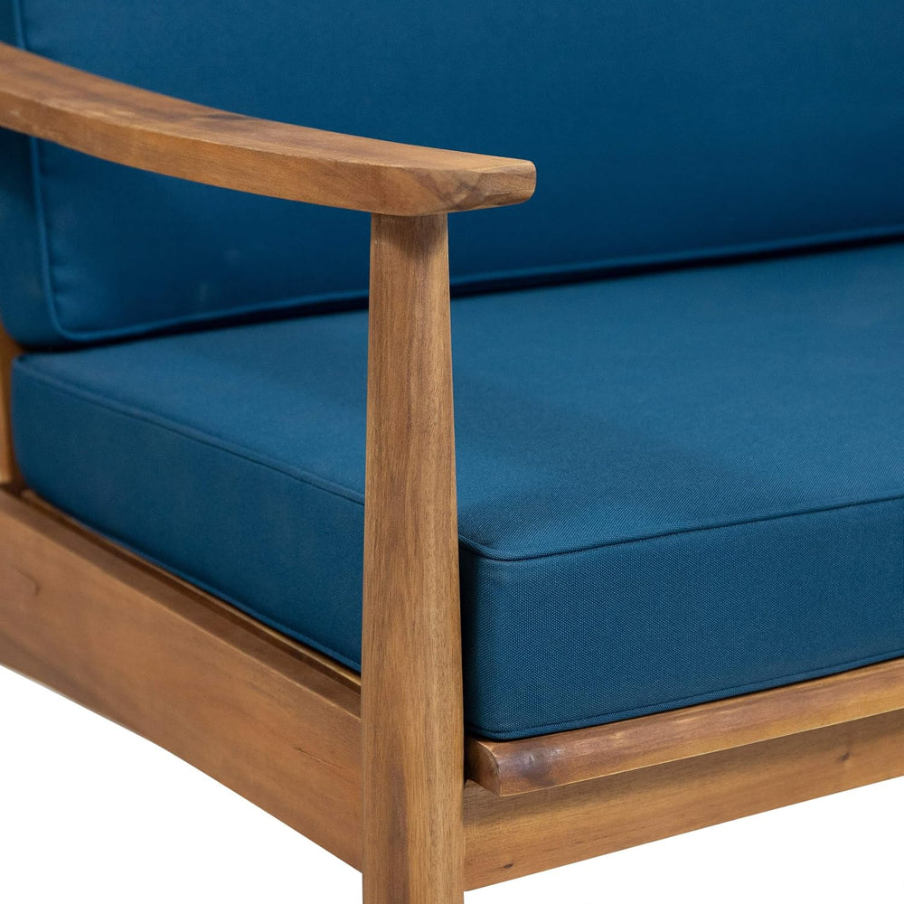 Willowbrook Outdoor Club Chair with Cushion - Acacia Wood - Teak (Set of 2)