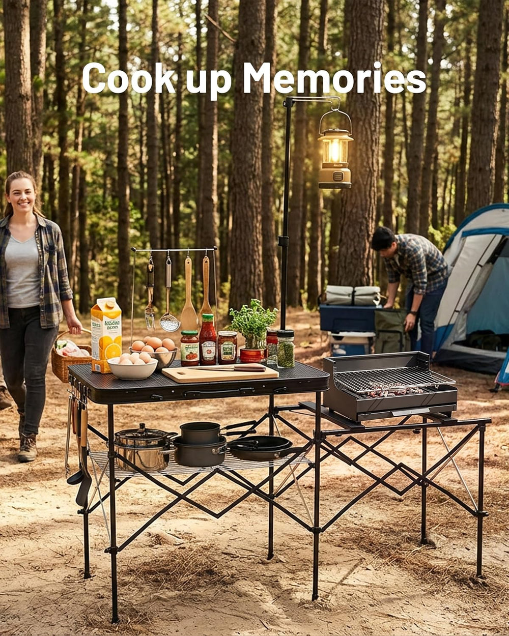 TIMBER RIDGE 56" Portable Camp Kitchen Station Folding Outdoor Grill Table