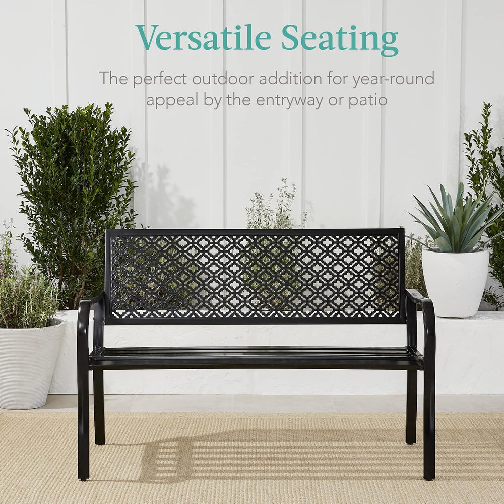 Best Choice Products Outdoor Bench 2-Person Metal Steel Benches Furniture for...