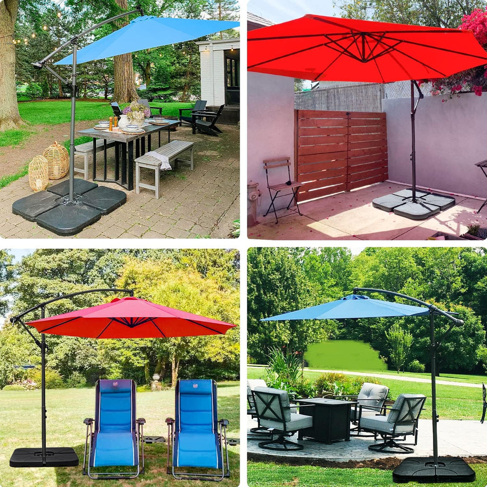 KANAGAWA 4PCS Square Offset Umbrella Base Heavy Duty Plastic Cantilever Patio...
