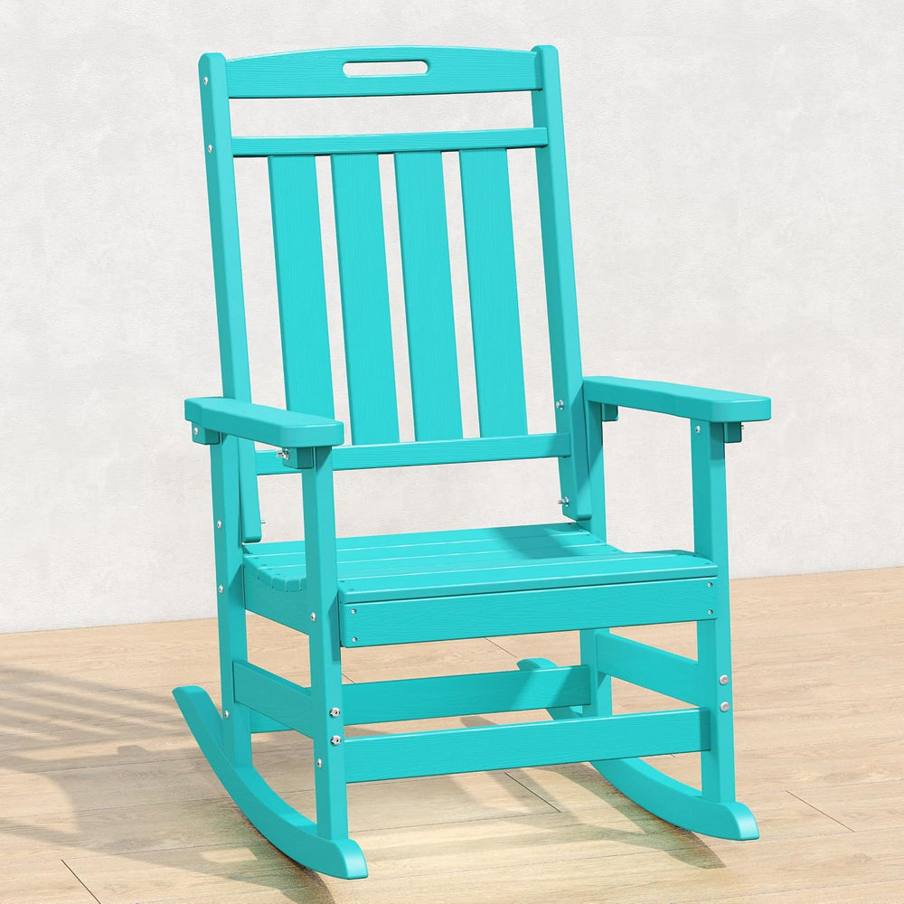 Plawdlik Oversized Outdoor Rocking Chair, All-Weather Patio Rocker, Aruba