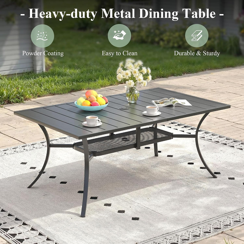 7 Pieces Outdoor Dining Set, Stackable Textilene Patio Chairs & 59.2"...