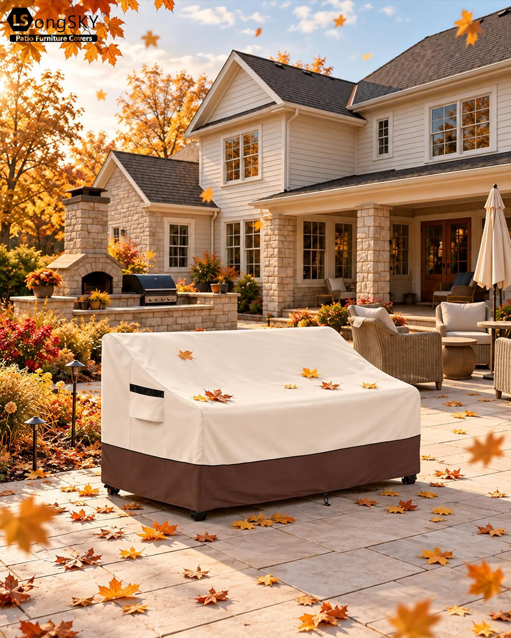 Patio 3-Seater Sofa Cover,Outdoor Couch Cover Fits up to 79W x 37D x 35H Inch...