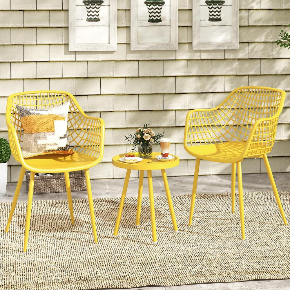 Tangkula 3 Piece Patio Bistro Set, All Weather Heavy Duty Table and Chairs Se...