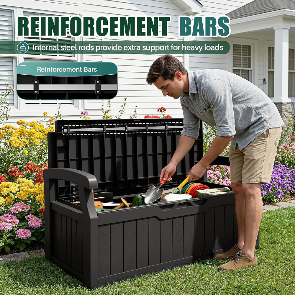 Devoko 80 Gallon Storage Bench with Cushion, Deck Box Waterproof&Lockable