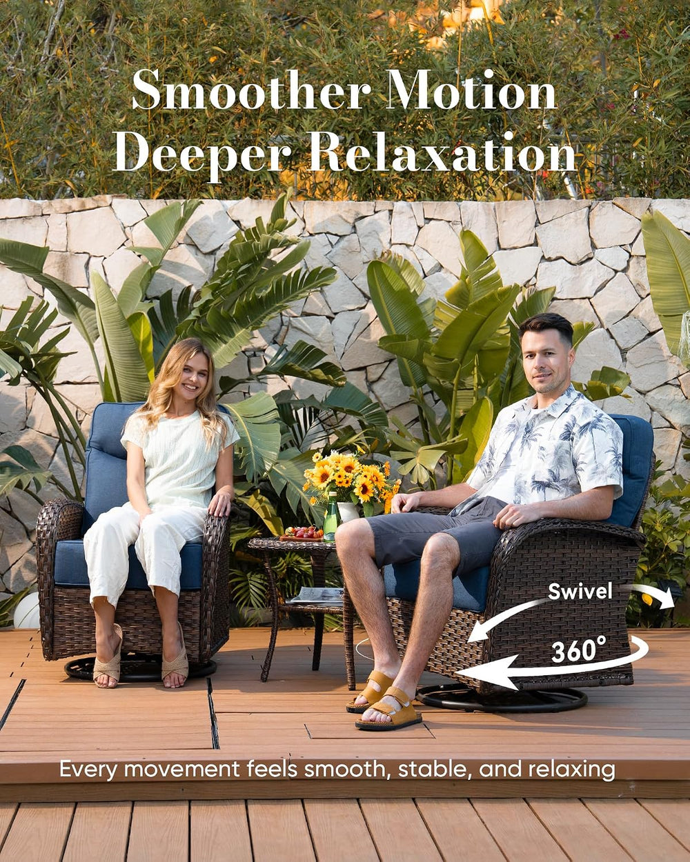 Belord Upgraded 6“ Cushion Luxury Patio Furniture Set with Fire Pit Table - 7...