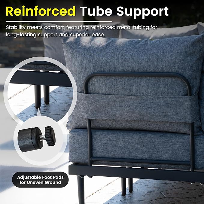Sundale Outdoor 2 Pieces Metal Patio Furniture Set, Outdoor Sectional Sofa w/...