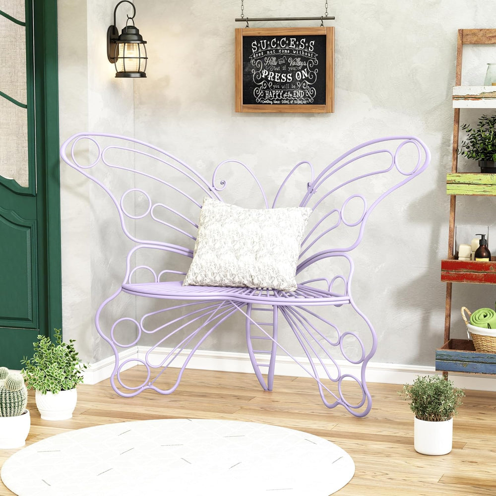 DIBRATY 50 Inches Outdoor Bench, Garden Bench with Sturdy Iron Metal Frame, P...