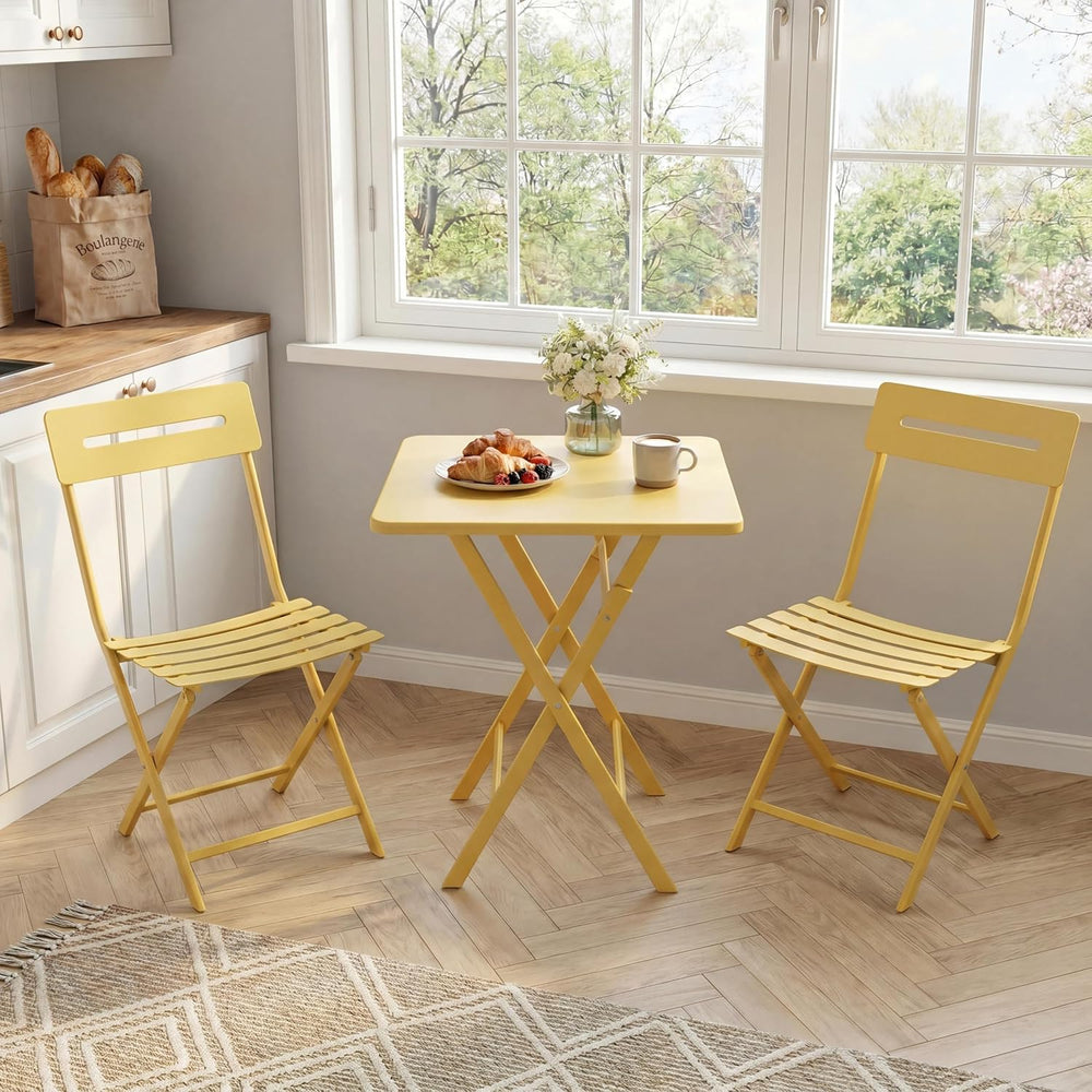 Garvee 3-Piece Bistro Set, Outdoor/Indoor Folding Patio Furniture Set,Space S...