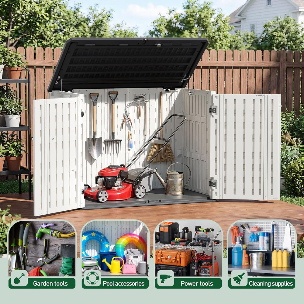 31 Cu.Ft Outdoor Storage, Lockable Vertical Resin Outdoor Storage Cabinet wit...