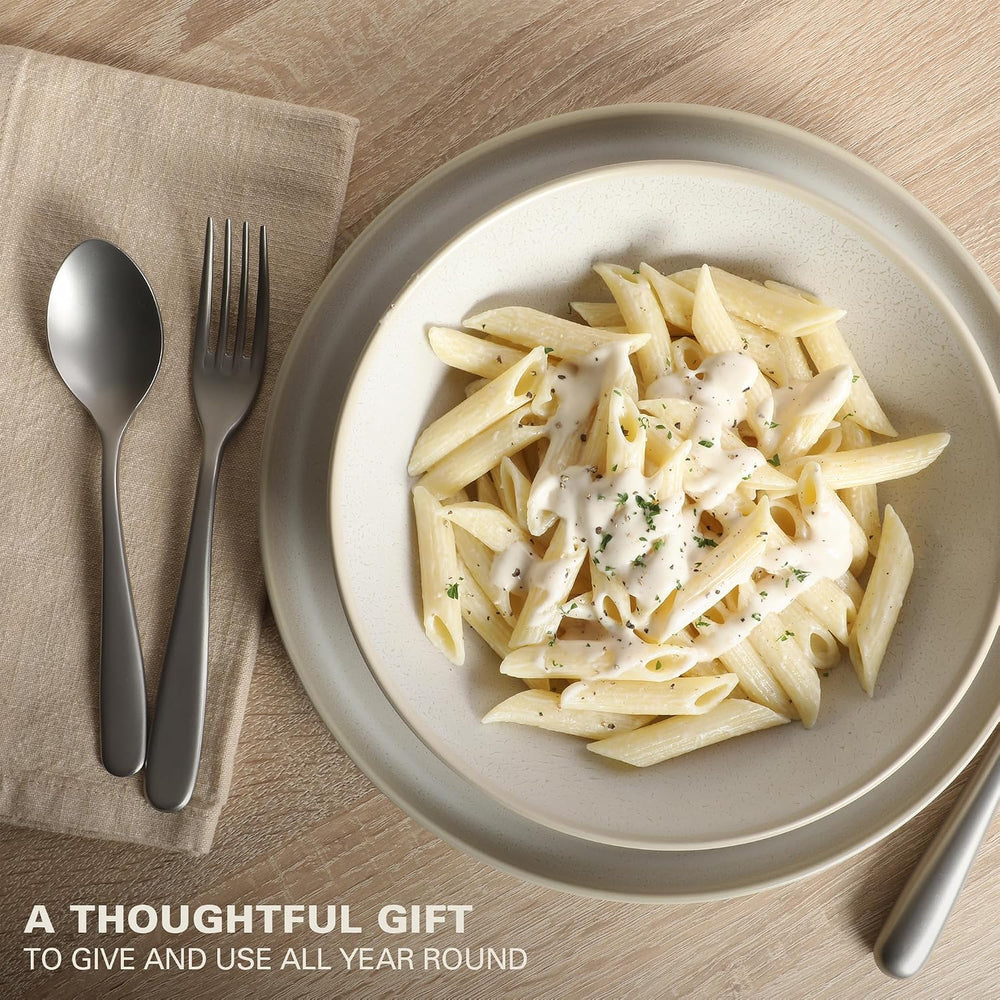 Gibson Elite Tribeca Loft 16-Piece Dinnerware Set – Matte Cream and White Rea...