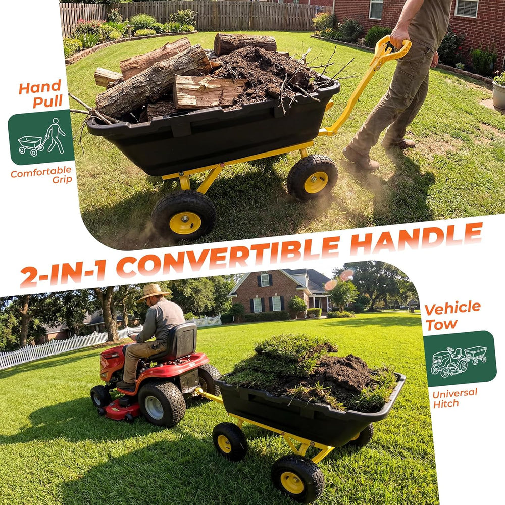 Sekey Garden Dump Cart, 1000 lb Capacity, Quick-Release Bed