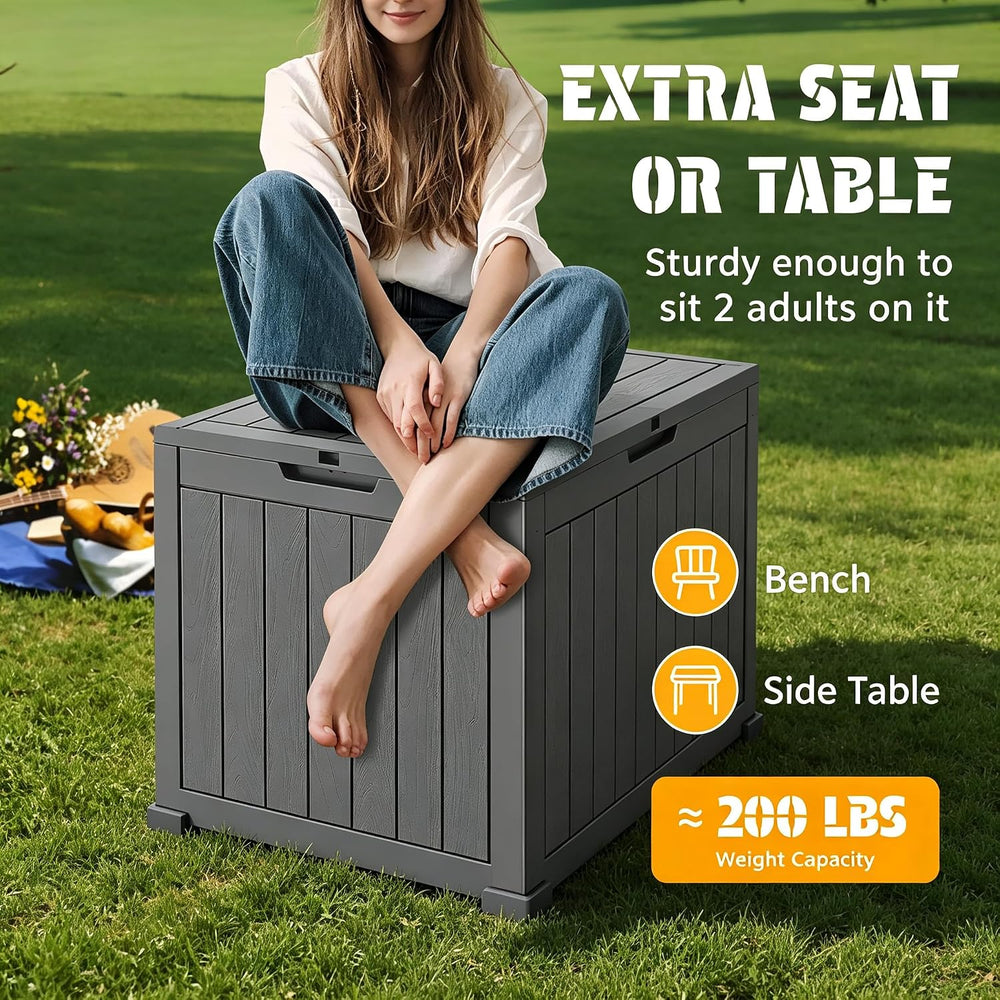 NUNU LAB 35 Gal Outdoor Storage Box Waterproof Lockable,Deck Box,Black