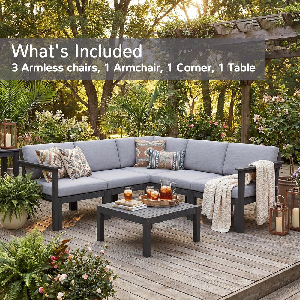 Stoog 6-Piece Patio Sectional Sofa Set, Modular Outdoor Furniture Set - All-W...