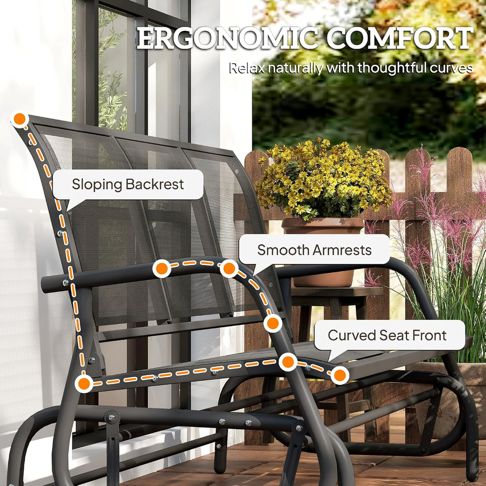 Outsunny 3-Person Patio Glider Bench Outside 3 Seats, Black
