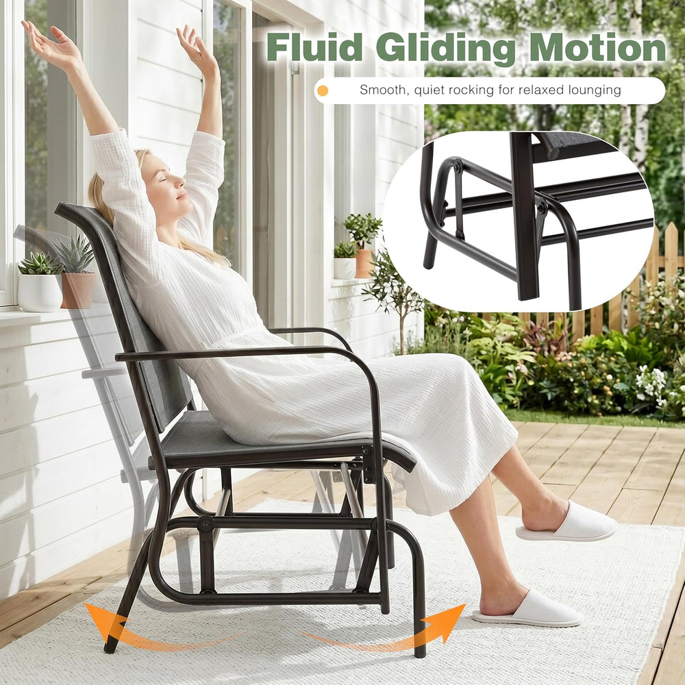 JY QAQA 2-Person Outdoor Glider Bench, Breathable Fabric Patio Double Rocking...