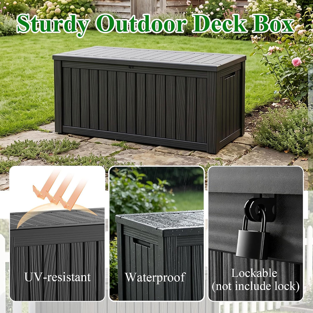 240 Gallon Large Outdoor Storage Box, Black