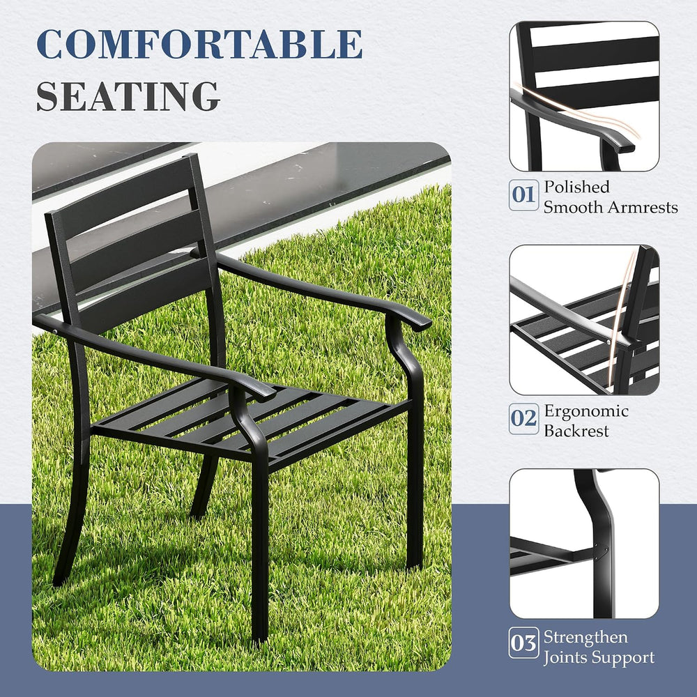 HOMREST 7 Piece Outdoor Patio Dining Set for 6, 63" Rectangular Metal Ta...