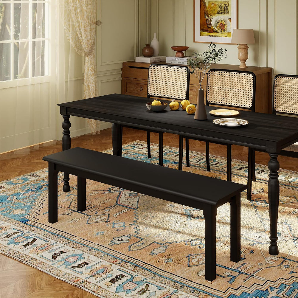 Dining Bench 55.1" Wood Solid Oak Wooden Bed End/Entryway Bench for Bedr...