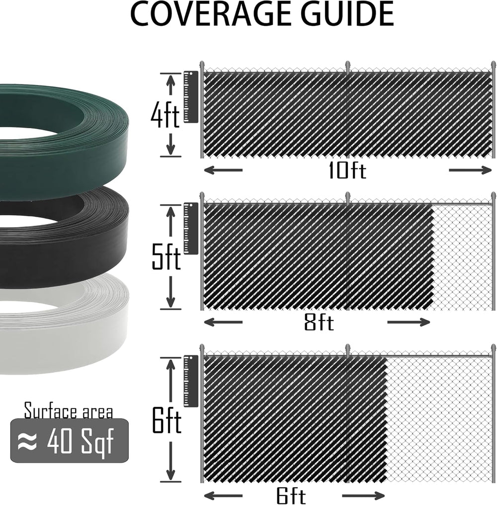 XKMT- Black View Blocking Privacy Tape Weave w/bracket For Chain Link Fence 7...