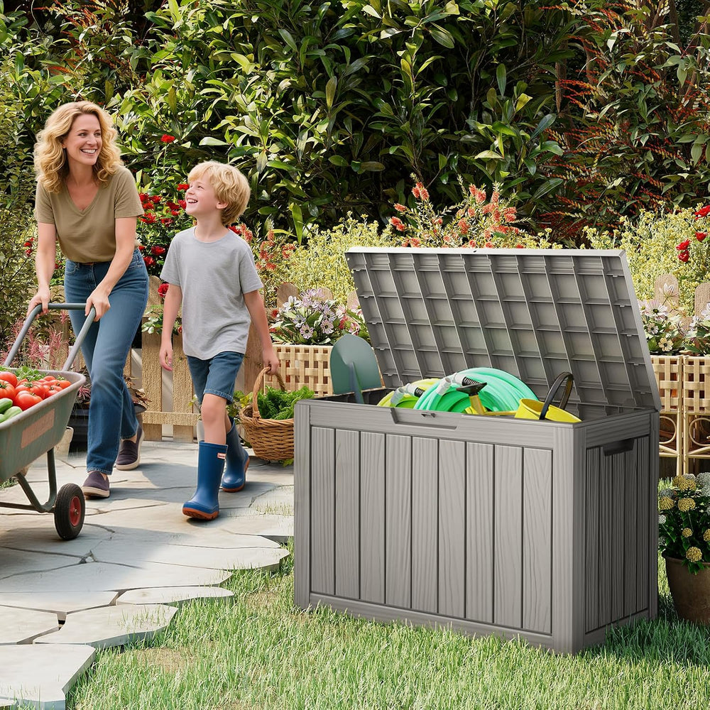 LubanNese Outdoor Storage Box, 50 Gallon Waterproof Resin Deck Box, Storage B...