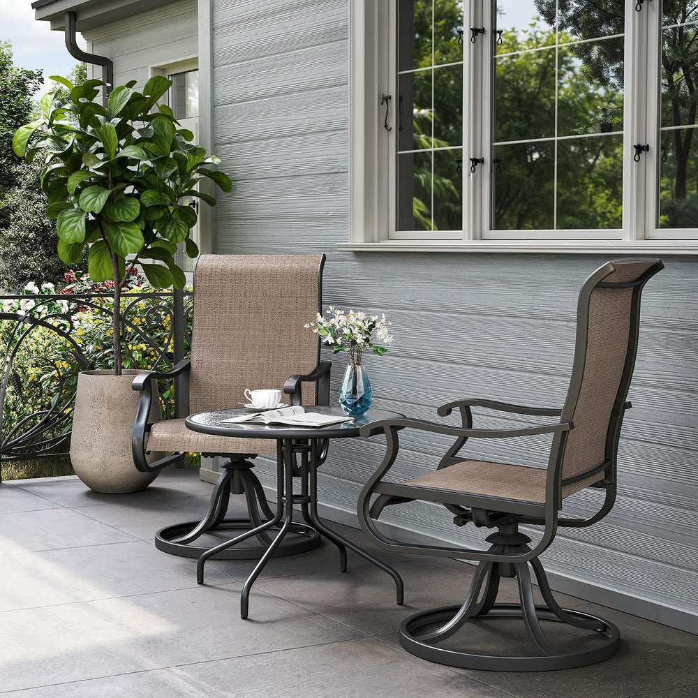 Amopatio Patio Swivel Chairs Set of 2, Outdoor Swivel Rocker Dining Chairs wi...